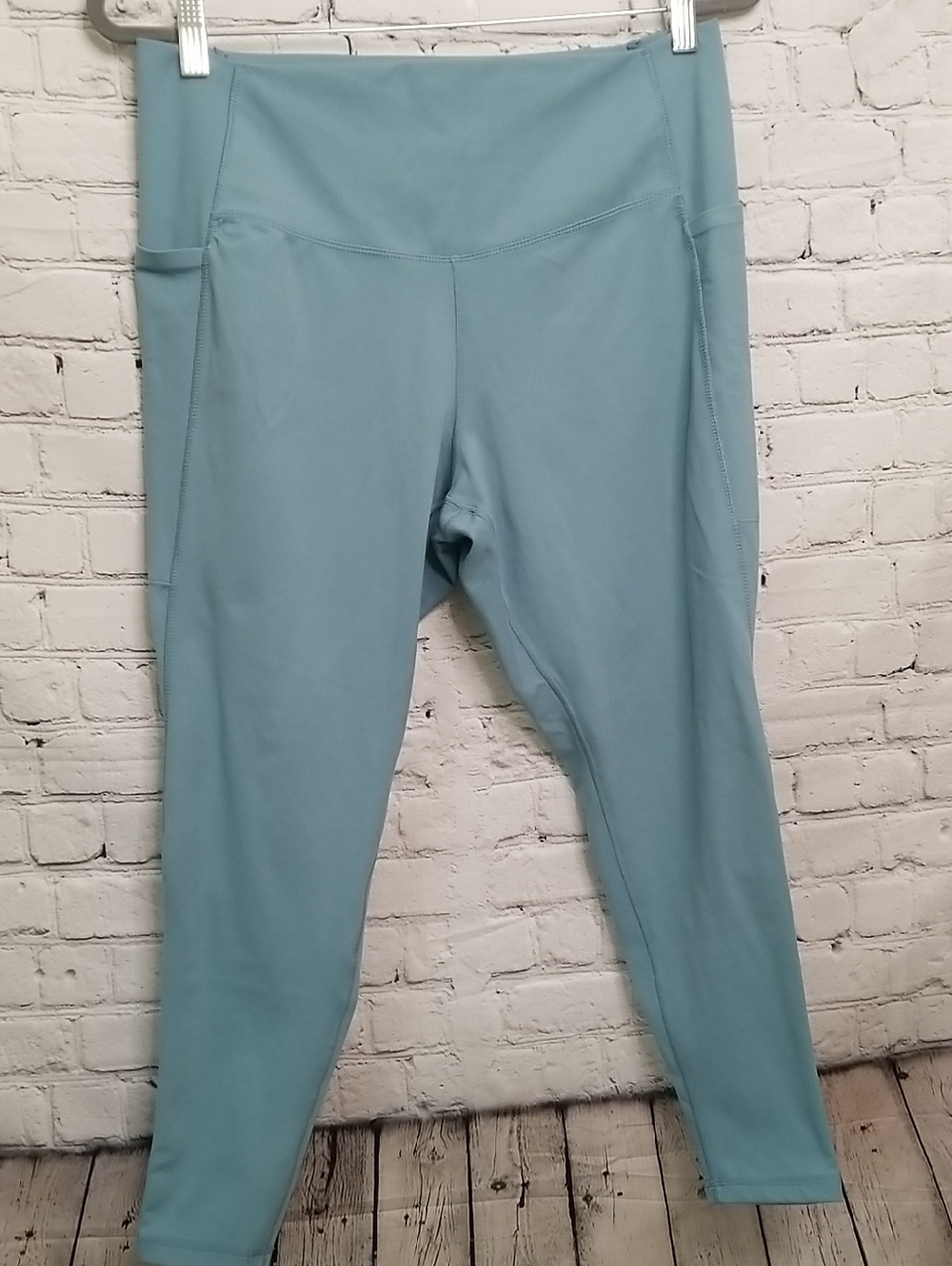 Danskin Blue Green Leggings XLarge Side Pockets
